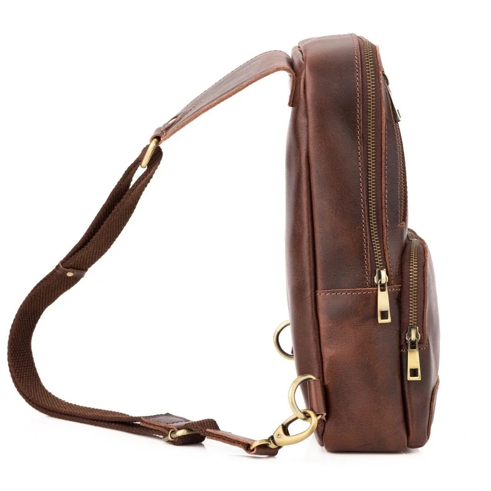 Daily vintage buffalo leather sling‎ bag Livinson Leather Goods Shoulder Bag